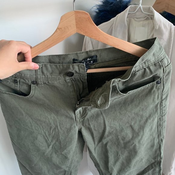 unisex army green skinny pants - Picture 6 of 9